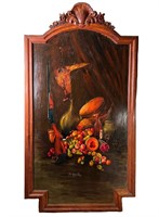 Antique French Hand Carved w/Still Life Painting