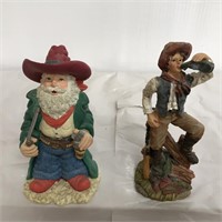 New and old cowboy statuettes 6 inches tall