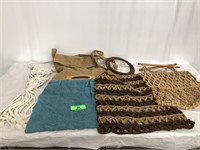 Crochet items planter and ladies handbags