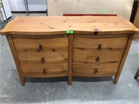 Six drawer solid red pine wood dresser 57 x 20 x 3