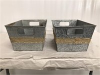Two galvanized metal boxes 10 x 13