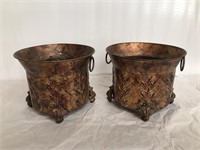 2 -10 inch metal copper colored planters