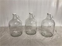 3 - one gallon glass jugs with lids