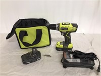 Ryobi drill with charger and battery and case, 18