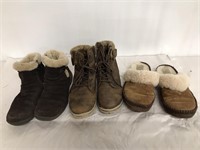 Women's boots and fur slippers size 6