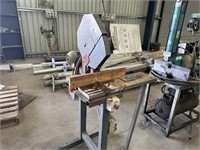 Cold Steel Mitre Cutting Saw on Steel Bench