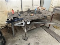 Steel Framed Plate Topped Work Bench Approx 1.5m