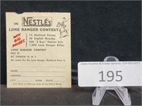 1956 Nestle's Lone Ranger Contest Entry Form