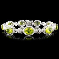 14K Gold 16.40ctw Peridot & 2.75ctw Diamond Bracel