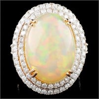 14K Gold 15.38ct Opal & 1.91ctw Diamond Ring
