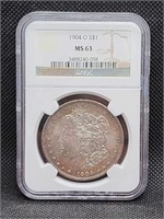 1904 O Morgan Dollar Slabbed NGS MS63