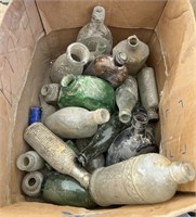 Large Box Lot of Vintage Bottles - All Shapes & Si