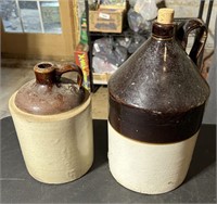 (2) Vintage Stoneware Whiskey Jugs