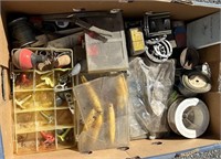 Box Lot of Asst'd Fishing Lures Line & Other Tools