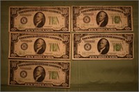 5 US $10 Federal Reserve Notes: series of 1928B(2)