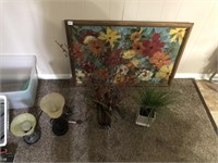 (2) Decorator Lamps ~ Painting & 2 Flower Arrg