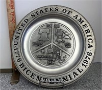 Pewter United States bicentennial plate