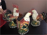 (3) Ceramic Chickens
