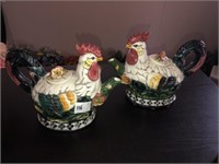 (2) Chicken Tea Pots