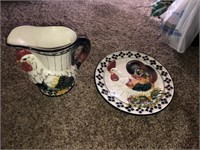 Rooster Pitcher & Platter