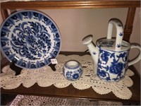 Blue/Oriental Plate ~ Candle & Water Pitcher