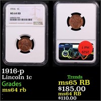NGC 1916-p Lincoln Cent 1c Graded ms64 rb By NGC