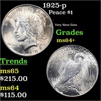 1925-p Peace Dollar $1 Grades Choice+ Unc