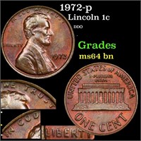 1972-p Lincoln Cent 1c Grades Choice Unc BN