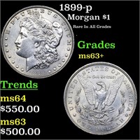 1899-p Morgan Dollar $1 Graded ms63+ BY SEGS