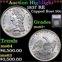 ***Auction Highlight*** 1837 RE Capped Bust Half D