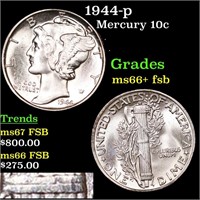 1944-p Mercury Dime 10c Graded ms66+ fsb BY SEGS
