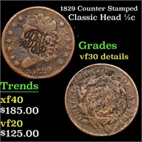 1829 Classic Head half cent Counter Stamped 1/2c G