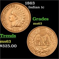 1863 Indian Cent 1c Grades Select Unc