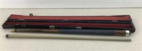 Pool cue  Rolls smooth  In hard case but case is
