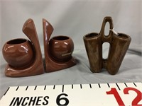 MCM Haeger bookends/ planters, wedding jug maybe