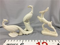 MCM bird figurines and leaping deer (crack in
