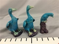 Vintage turquoise ducks and other bird made in