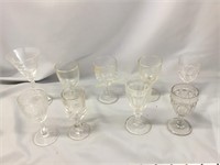 Singles of small stemmed glassware-  4 - 5.5