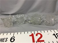 Heavy cut glass creamer/sugar sets (2)