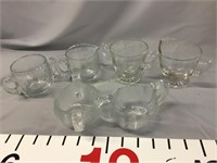 Etched glass Creamer/ sugar (2) sets, (2) sugars