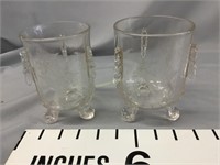 Victorian etched glass spooners (2)