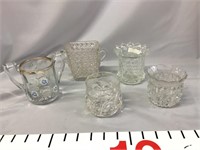 Spooners and other cut glass pieces (5)