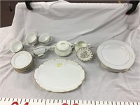 White / gold rim china various makers