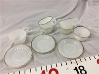 Fire King white cups / saucers, (1) single cup