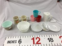 Funks advertising mugs, plastic dish ware
