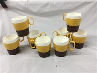 Retro New-Mar insulated yellow mugs (8)