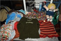4- CHILDS SWEATERS, APRONS, DOLL ! -M-3