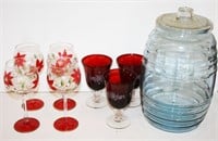 Holiday Stemware, Lg Glass Lidded Cookie Jar,