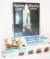 (2) Entex Models w/ Boxes - Space Shuttle, Ship