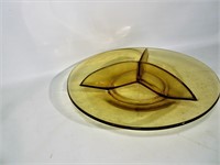 Vtg Amber Glass Serving Dish